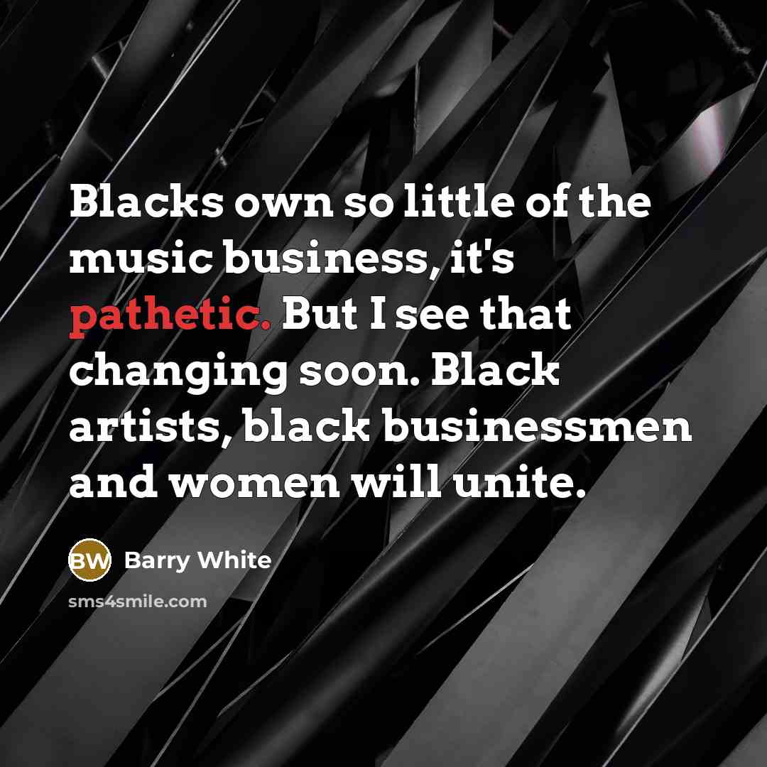 “Blacks own so little of the music business, it's pathetic.…” quote by Barry White