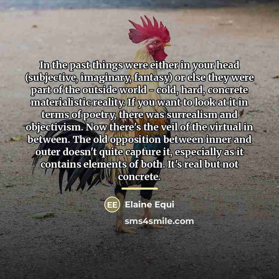 “In the past things were either in your head (subjective,…” quote by Elaine Equi
