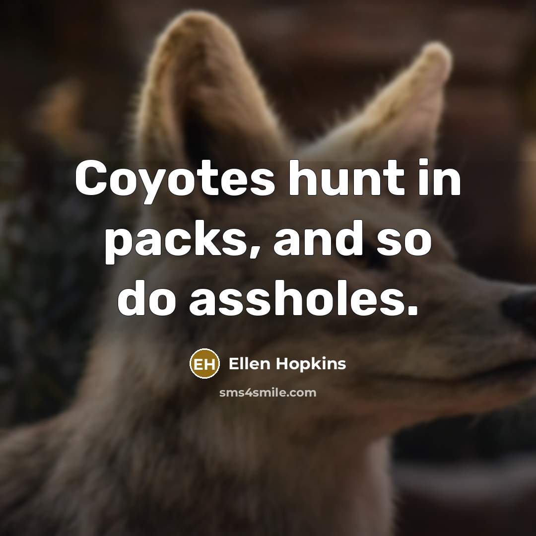 “Coyotes hunt in packs, and so do assholes.…” quote by Ellen Hopkins