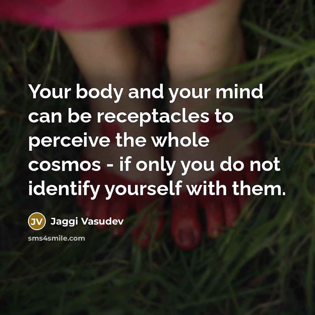 “Your body and your mind can be receptacles to perceive…” quote by Jaggi Vasudev
