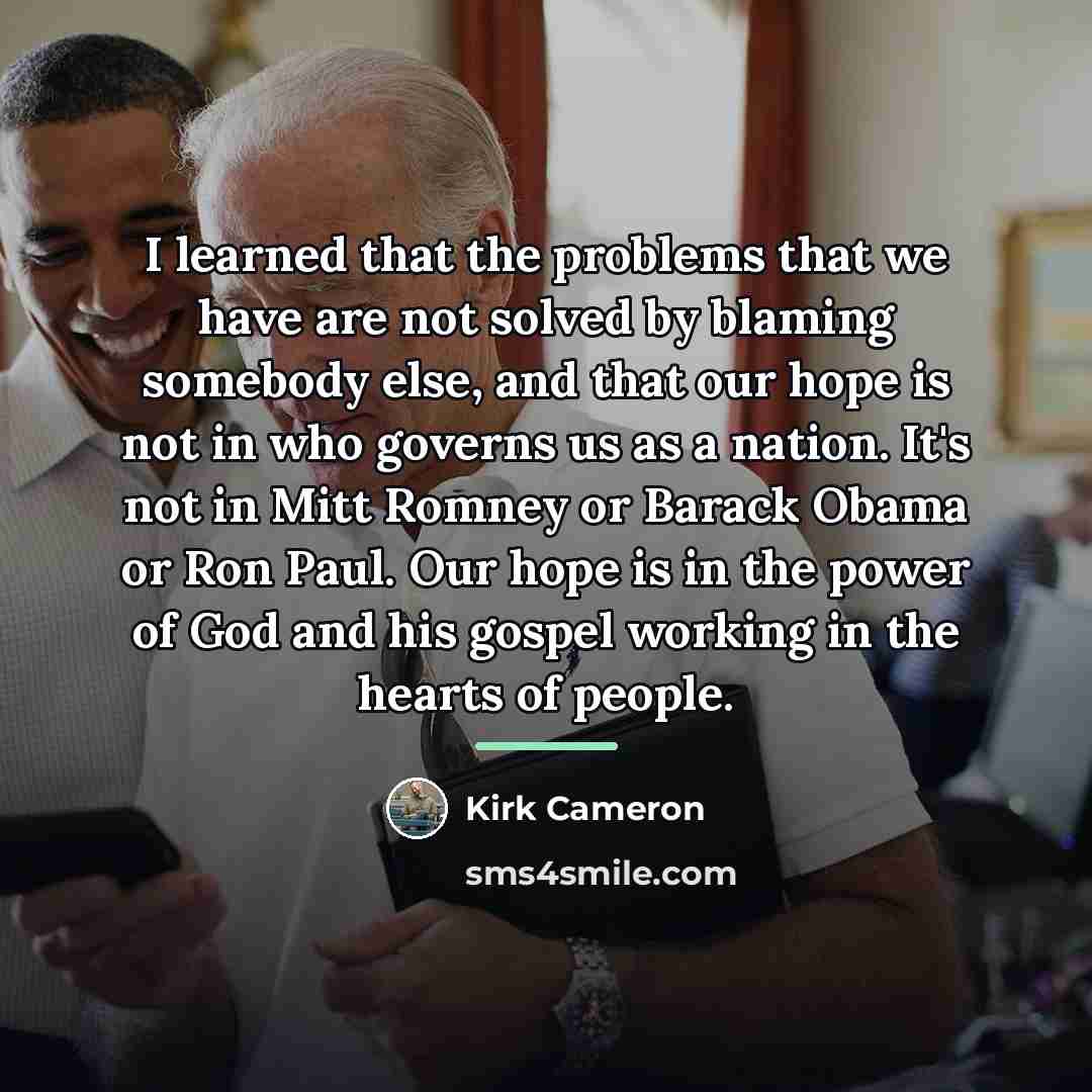 “I learned that the problems that we have are not…” quote by Kirk Cameron