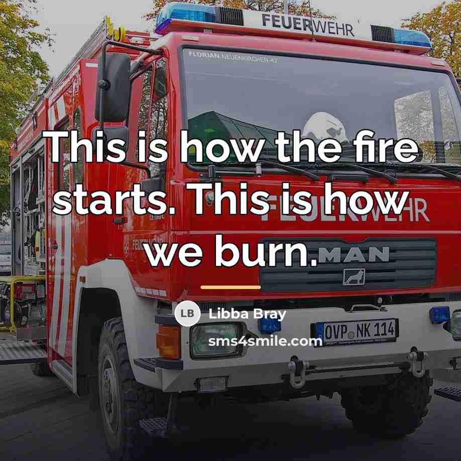 “This is how the fire starts. This is how we…” quote by Libba Bray