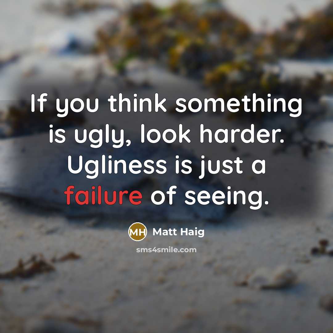 “If you think something is ugly, look harder. Ugliness is…” quote by Matt Haig