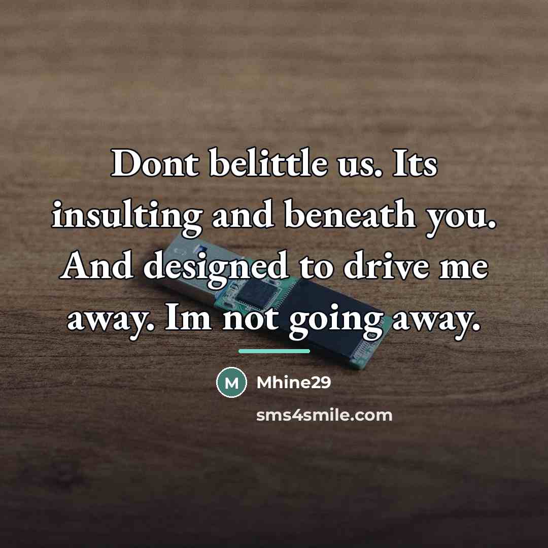 “Dont belittle us. Its insulting and beneath you. And designed…” quote by Mhine29