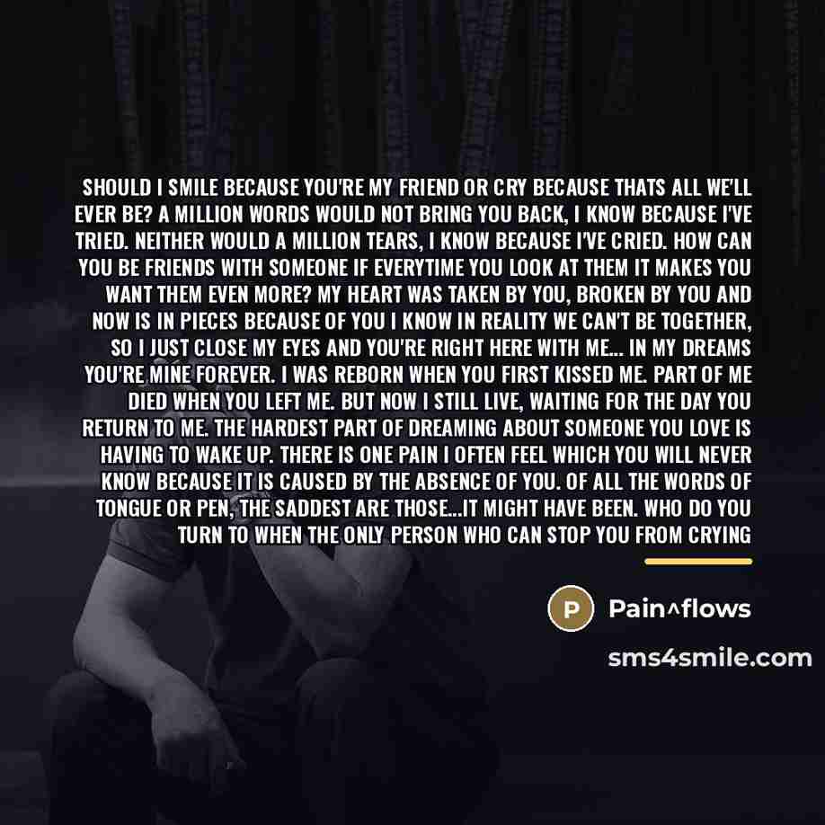 “Should I Smile Because You're My Friend Or Cry Because…” quote by Pain^flows