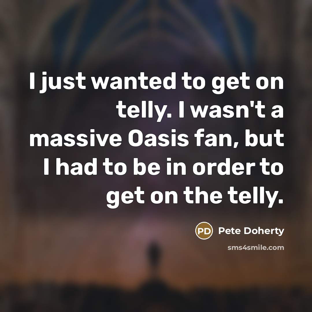 “I just wanted to get on telly. I wasn't a…” quote by Pete Doherty