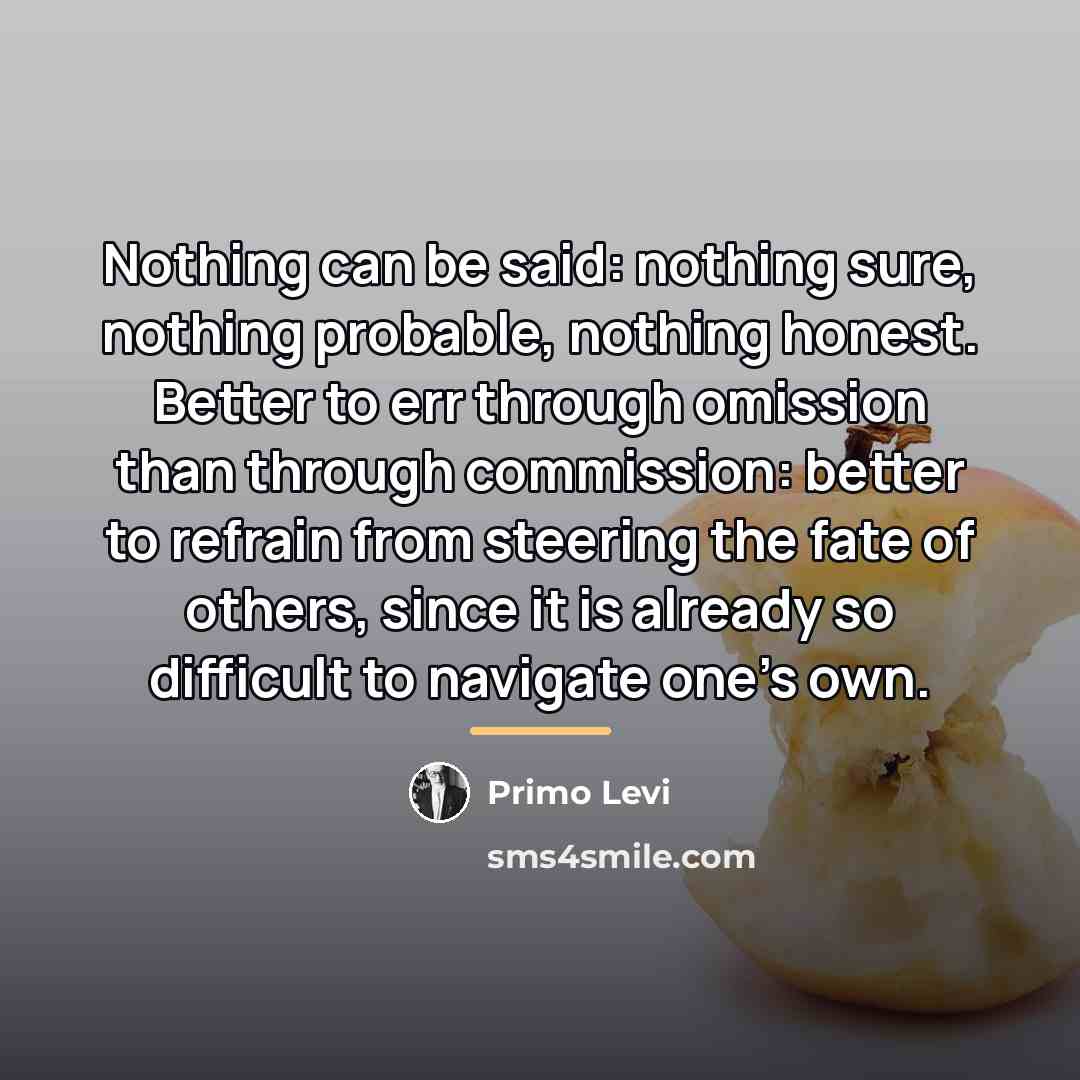 “Nothing can be said: nothing sure, nothing probable, nothing honest.…” quote by Primo Levi