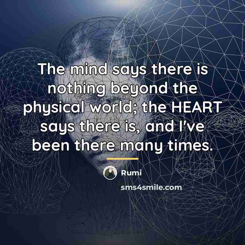 “The mind says there is nothing beyond the physical world;…” quote by Rumi