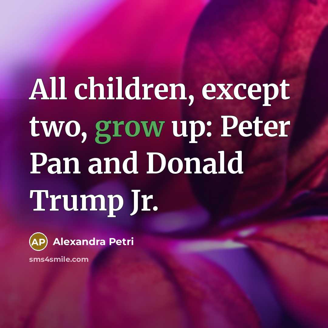 “All children, except two, grow up: Peter Pan and Donald…” quote by Alexandra Petri