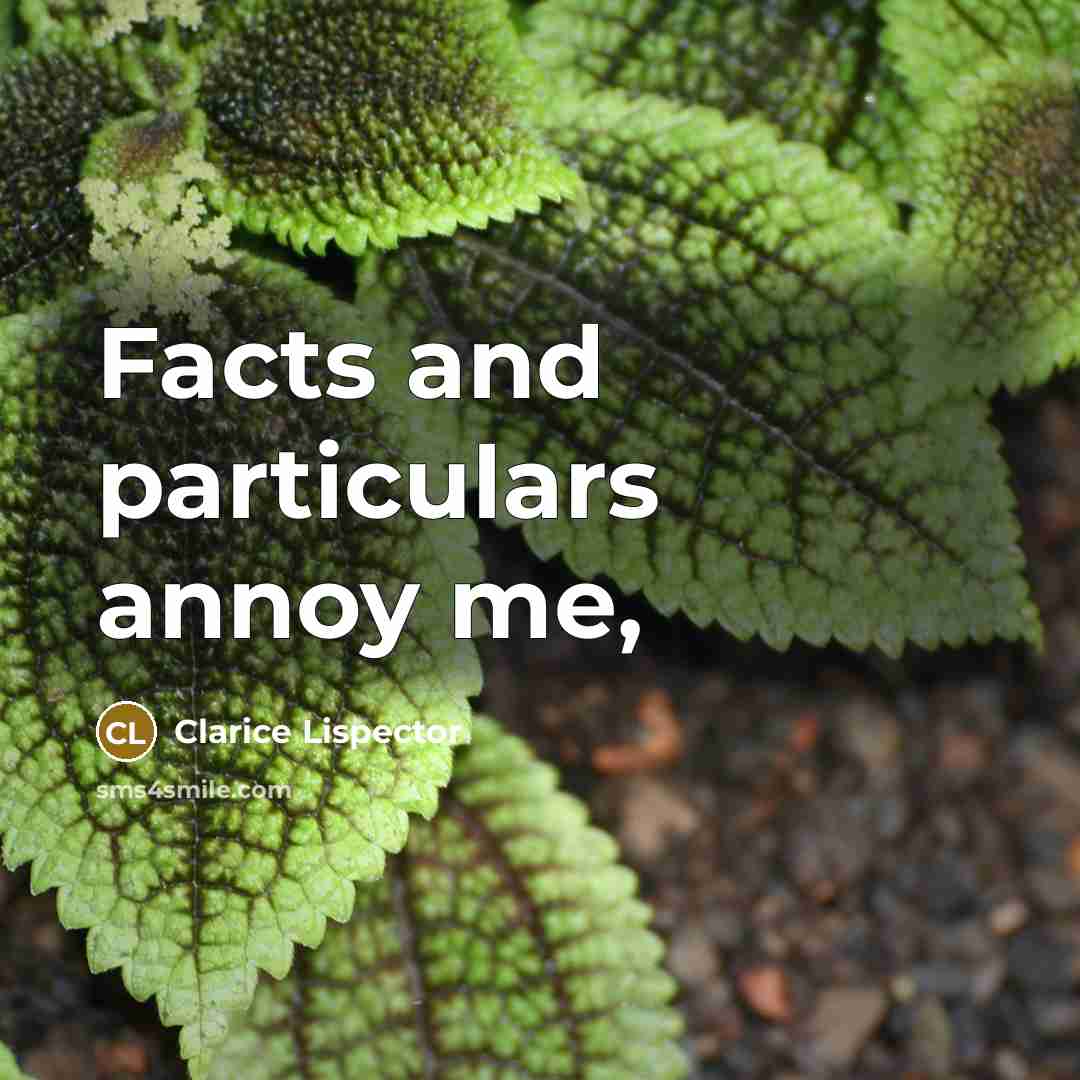“Facts and particulars annoy me,” quote by Clarice Lispector