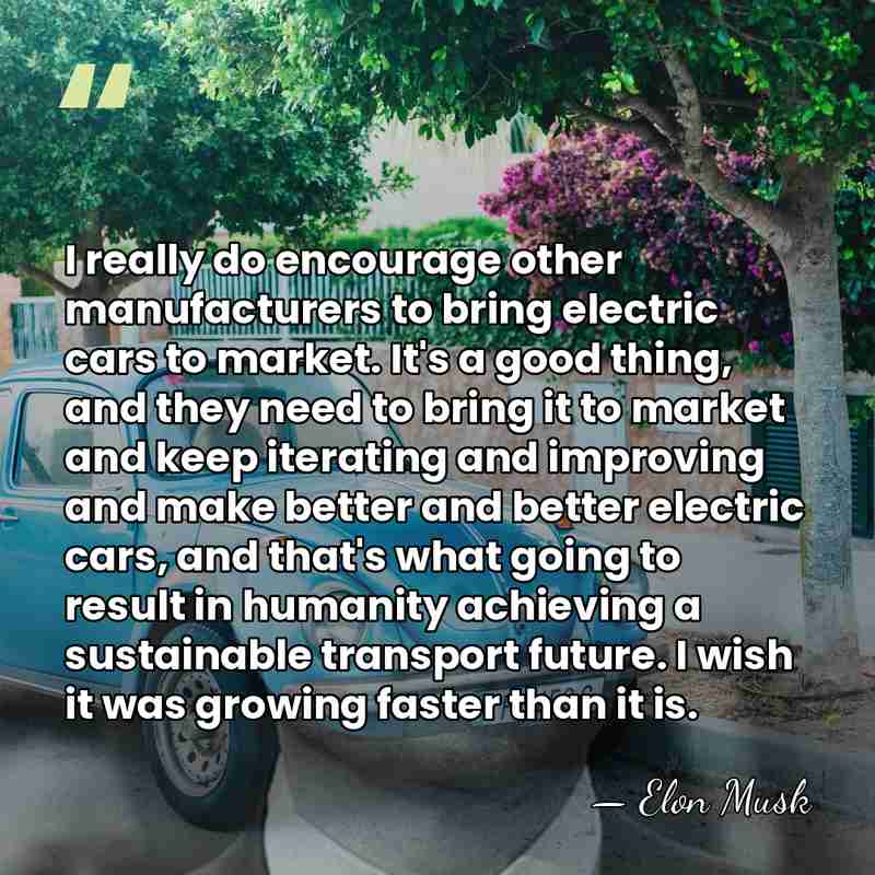 I really do encourage other manufacturers to bring electric cars to market.&hellip; - Elon Musk