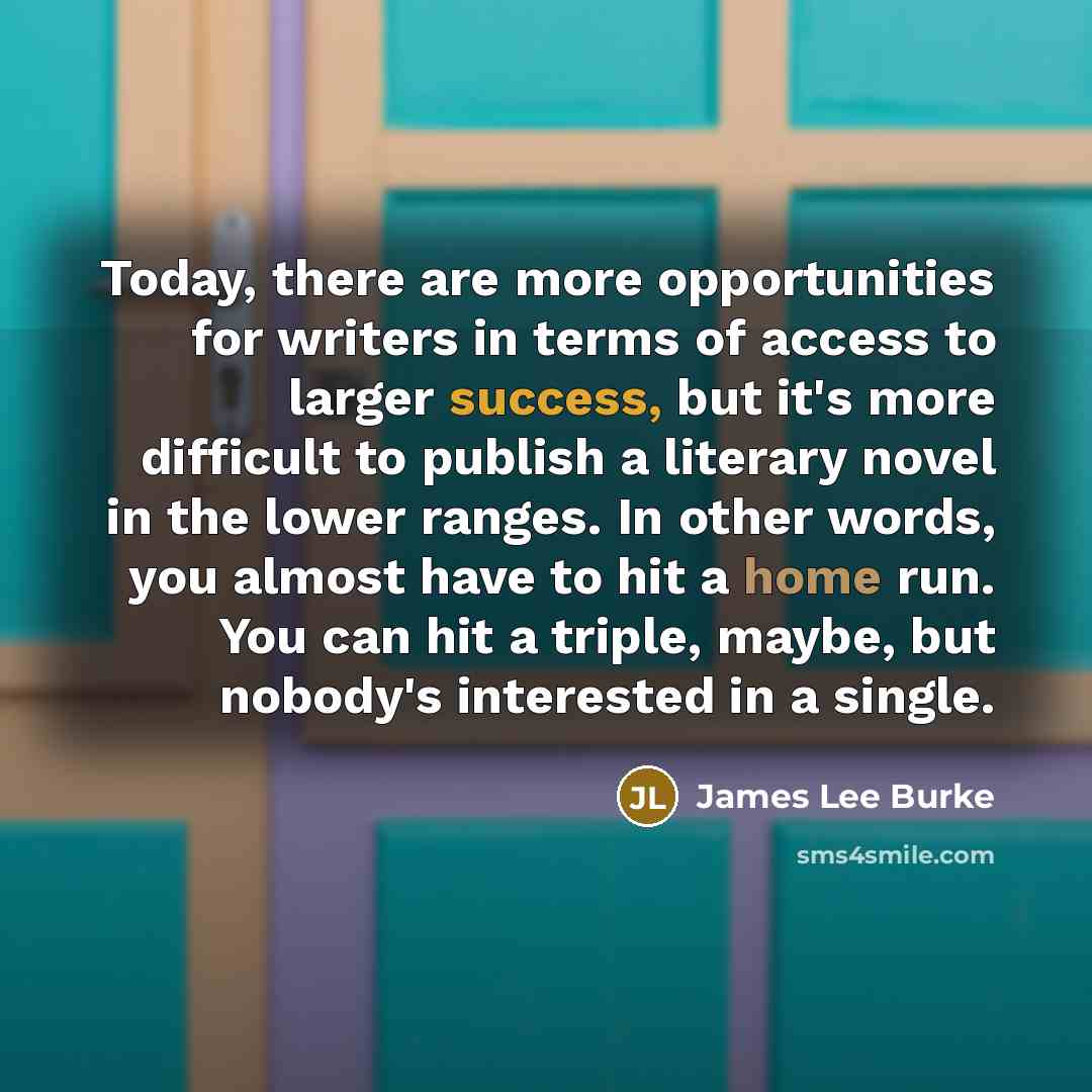 “Today, there are more opportunities for writers in terms of…” quote by James Lee Burke