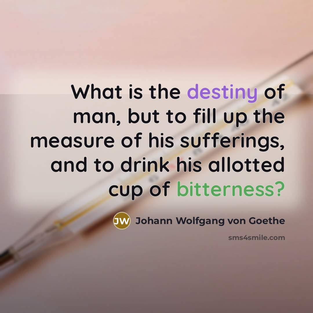 “What is the destiny of man, but to fill up…” quote by Johann Wolfgang von Goethe