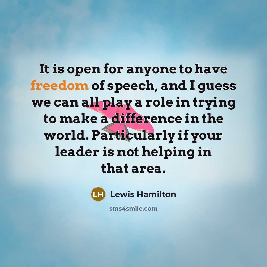 “It is open for anyone to have freedom of speech,…” quote by Lewis Hamilton