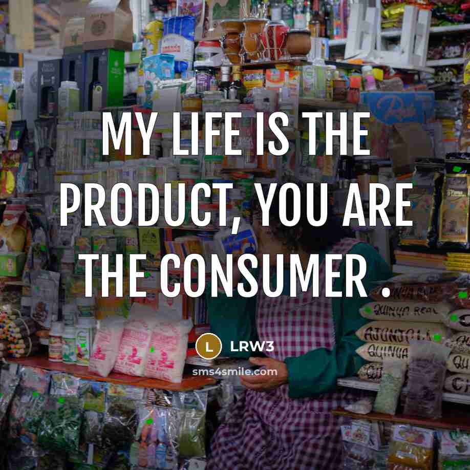 “My Life Is The Product, You Are The Consumer .” quote by LRW3