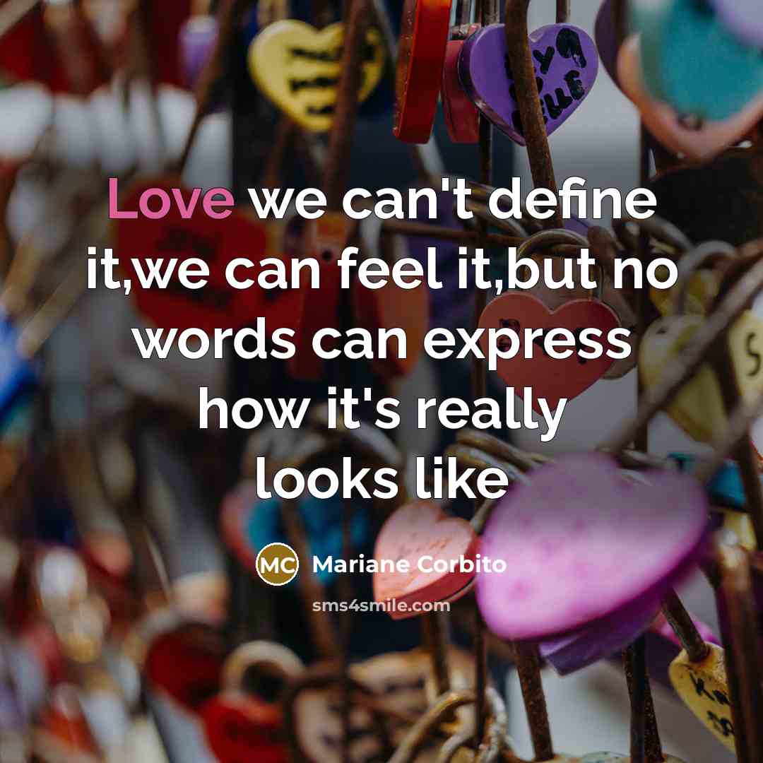 “Love we can't define it,we can feel it,but no words…” quote by Mariane Corbito