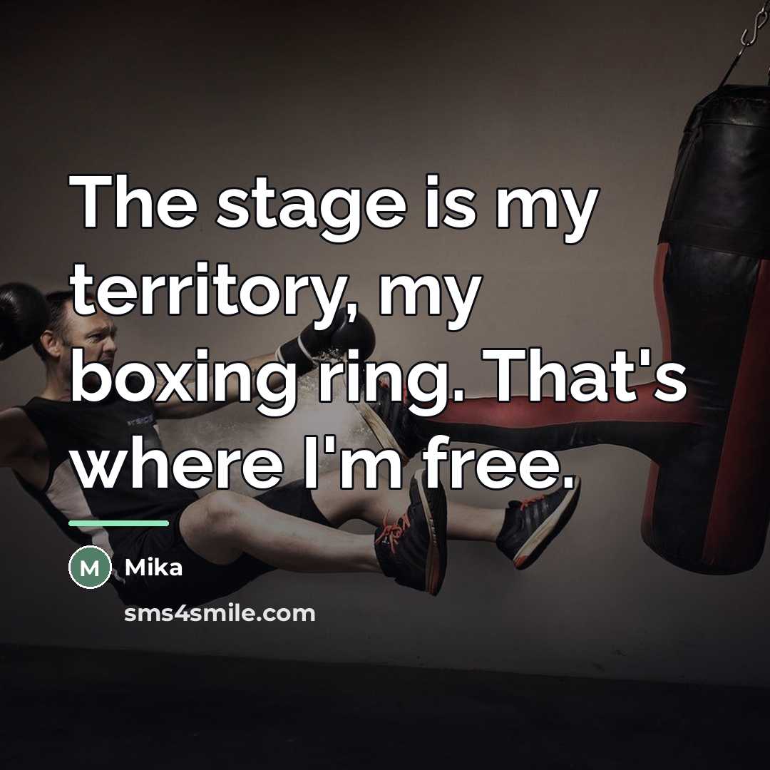 “The stage is my territory, my boxing ring. That's where…” quote by Mika