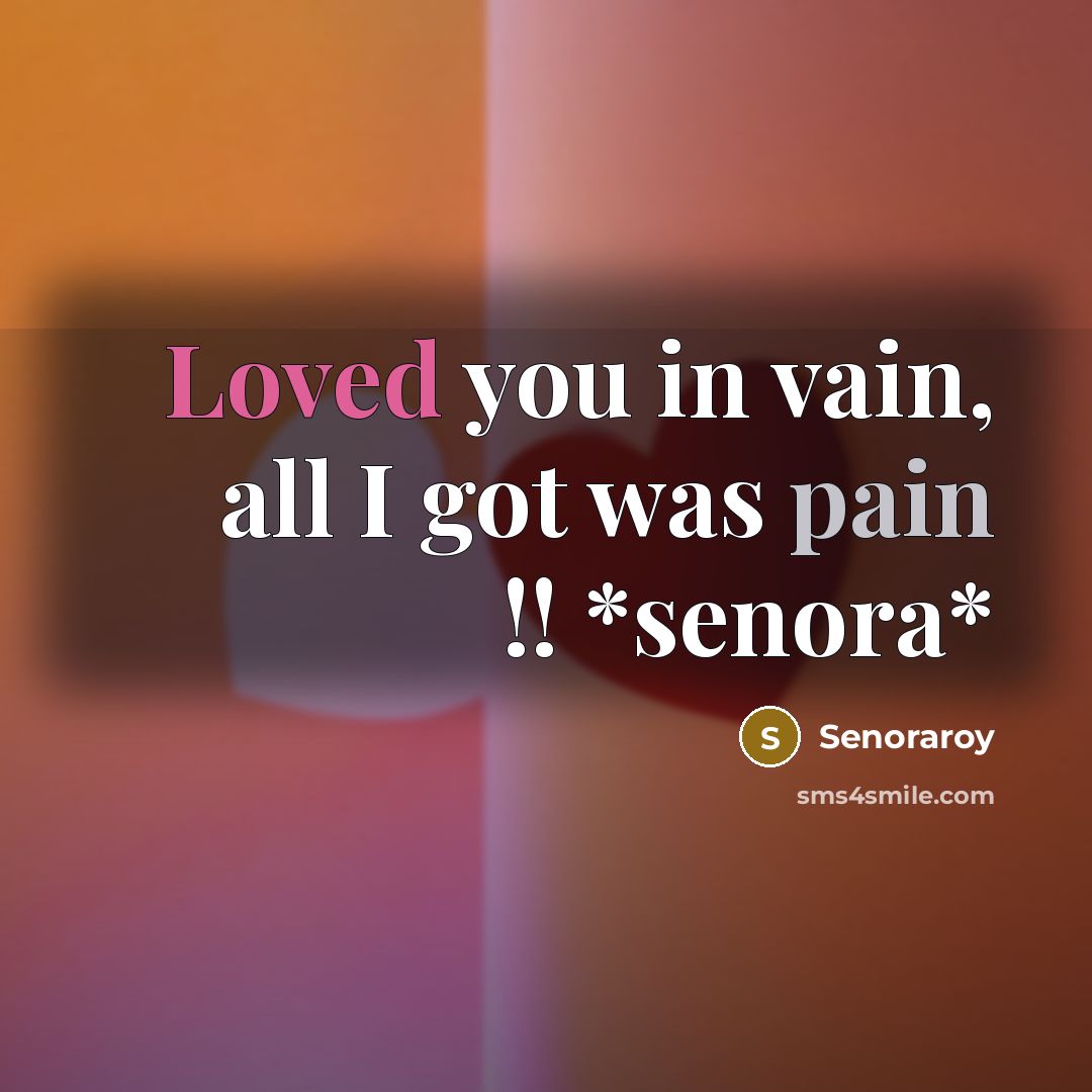 “Loved you in vain, all I got was pain !!…” quote by Senoraroy