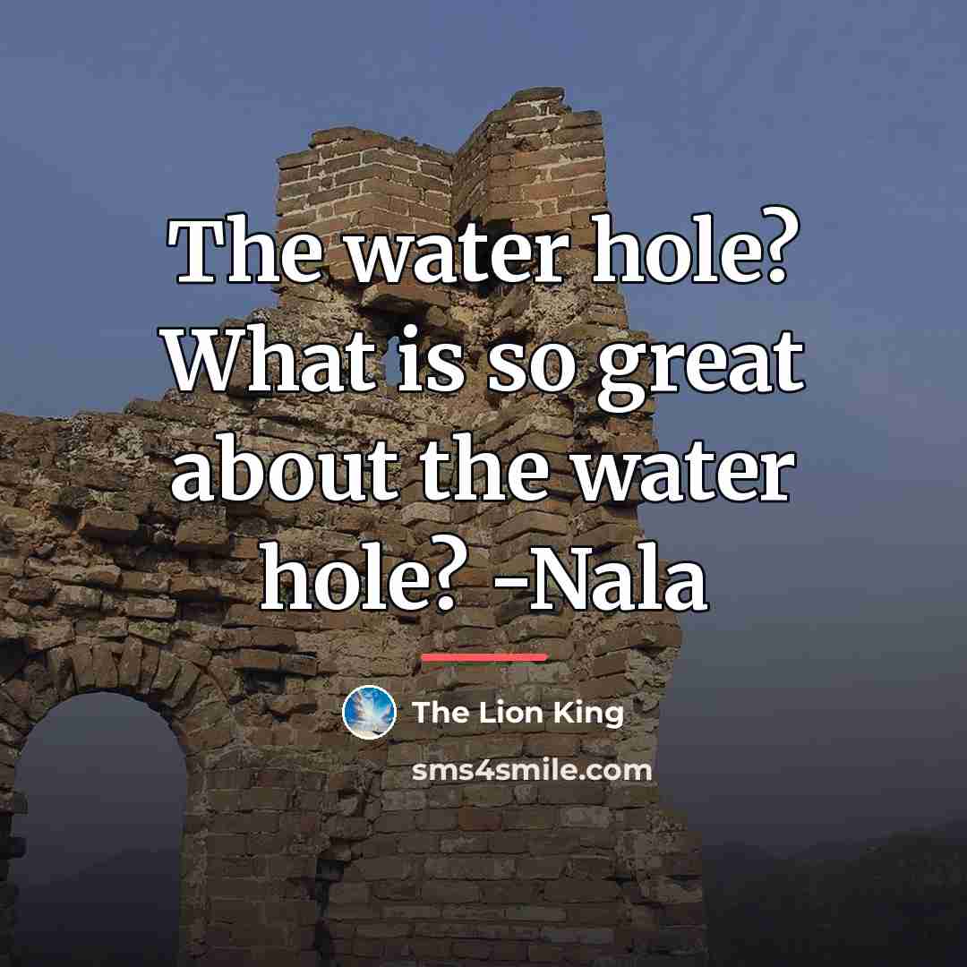 “The water hole? What is so great about the water…” quote by The Lion King