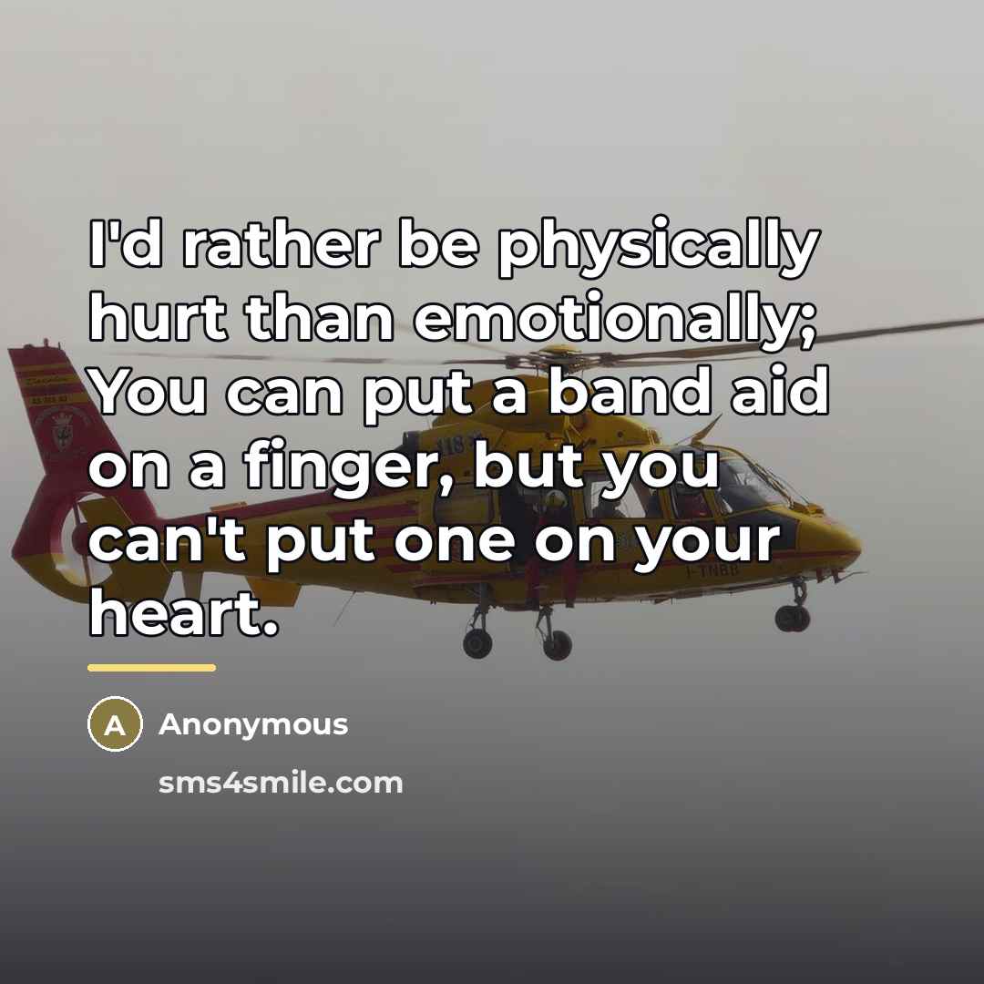 “I'd rather be physically hurt than emotionally; You can put…” quote by Anonymous