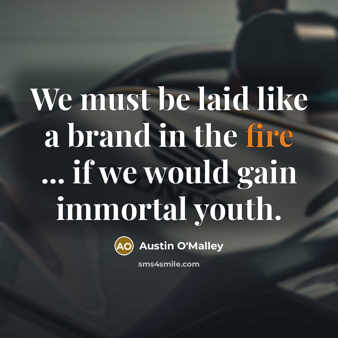 “We must be laid like a brand in the fire…” quote by Austin O'Malley