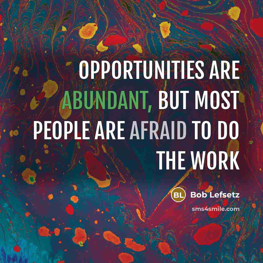 “Opportunities are abundant, but most people are afraid to do…” quote by Bob Lefsetz