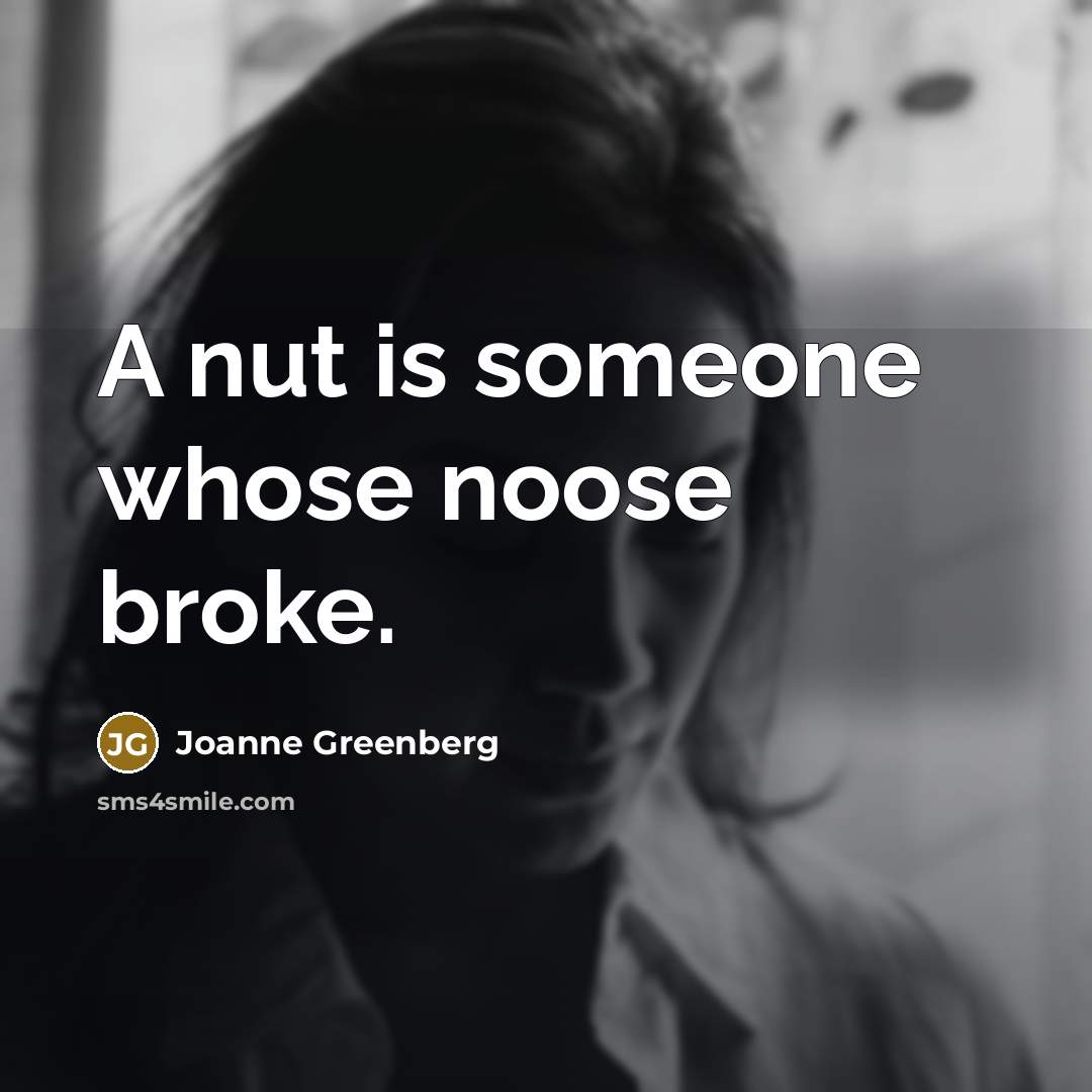 “A nut is someone whose noose broke.…” quote by Joanne Greenberg