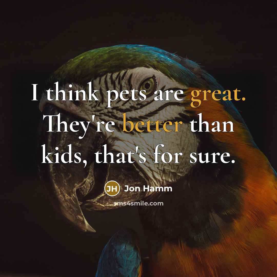 “I think pets are great. They're better than kids, that's for sure.” quote by Jon Hamm