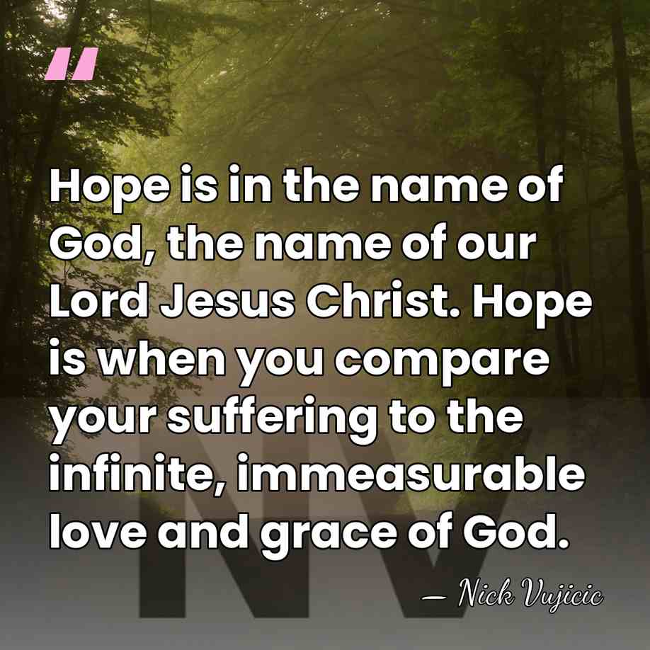Hope is in the name of God, the name of our Lord&hellip; - Nick Vujicic