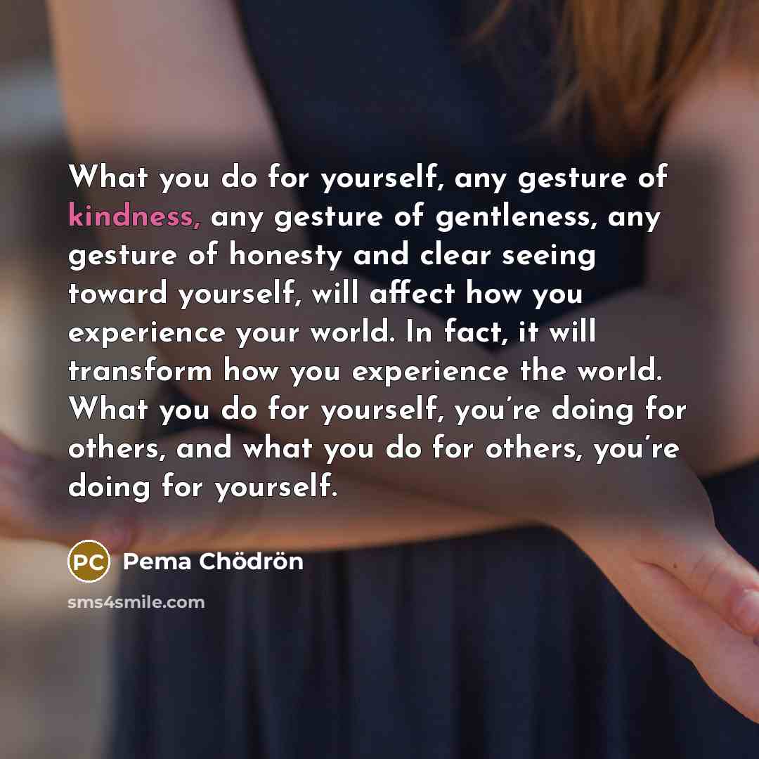“What you do for yourself, any gesture of kindness, any…” quote by Pema Chodron