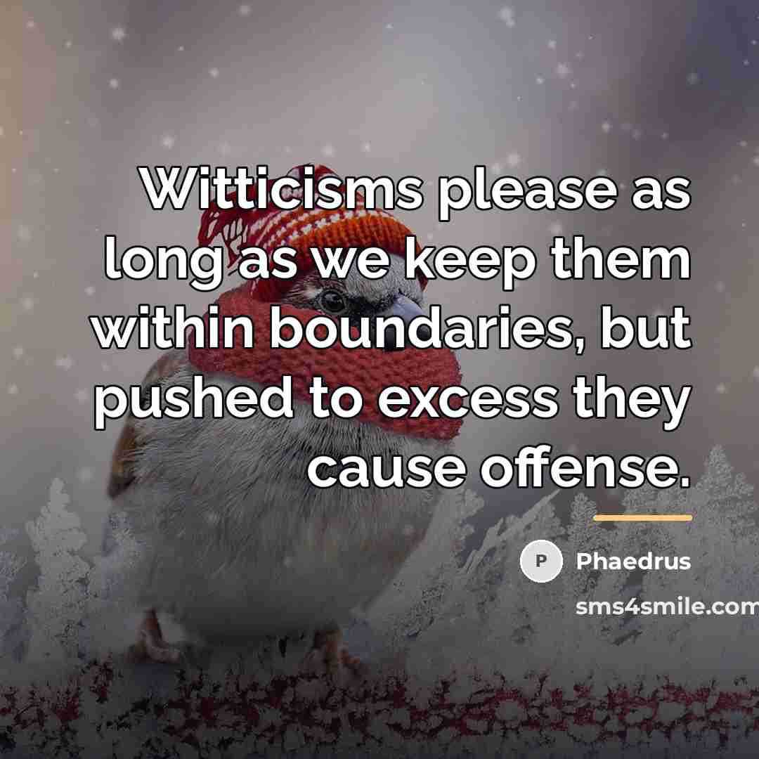 “Witticisms please as long as we keep them within boundaries,…” quote by Phaedrus