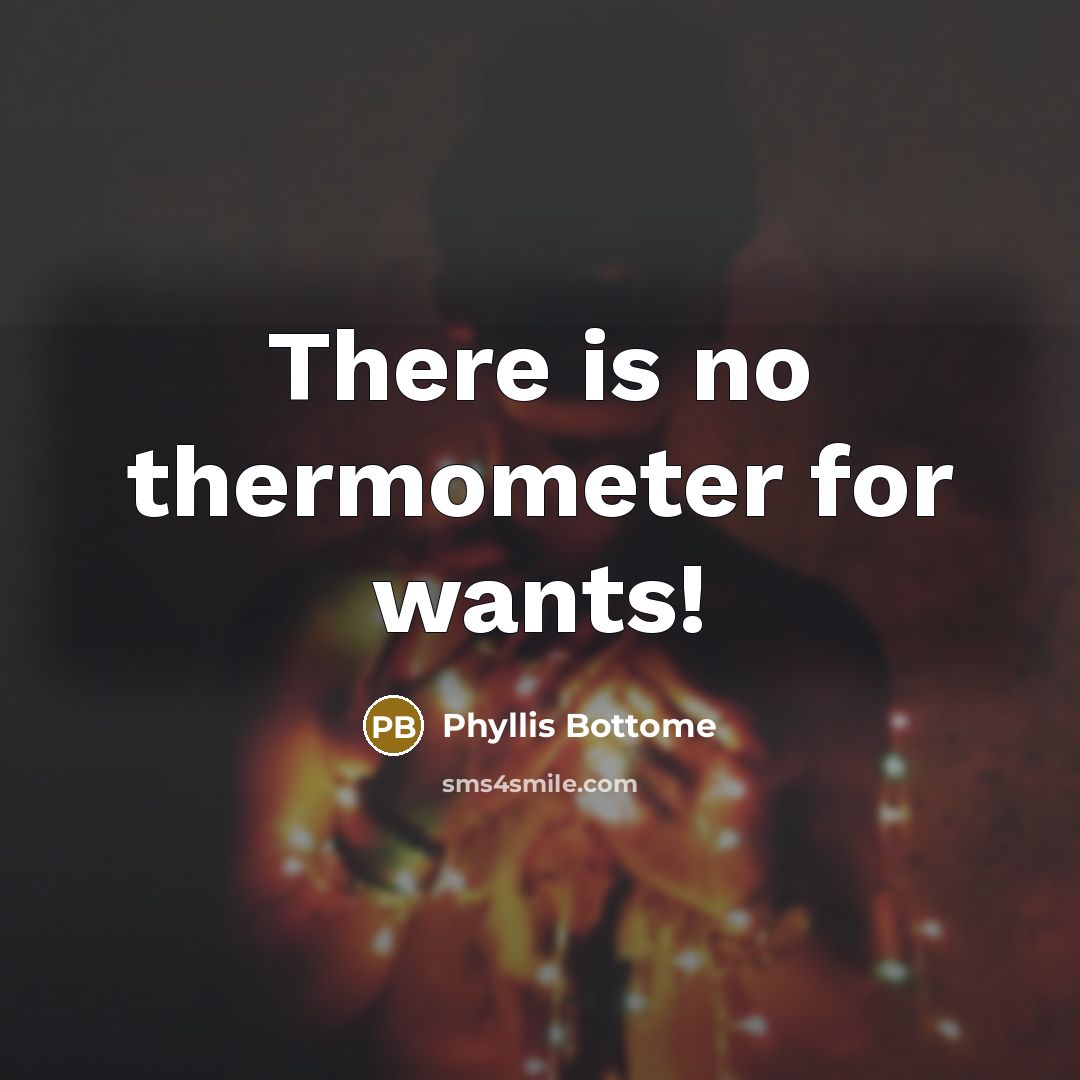“There is no thermometer for wants!…” quote by Phyllis Bottome
