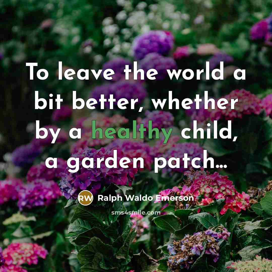 “To leave the world a bit better, whether by a…” quote by Ralph Waldo Emerson