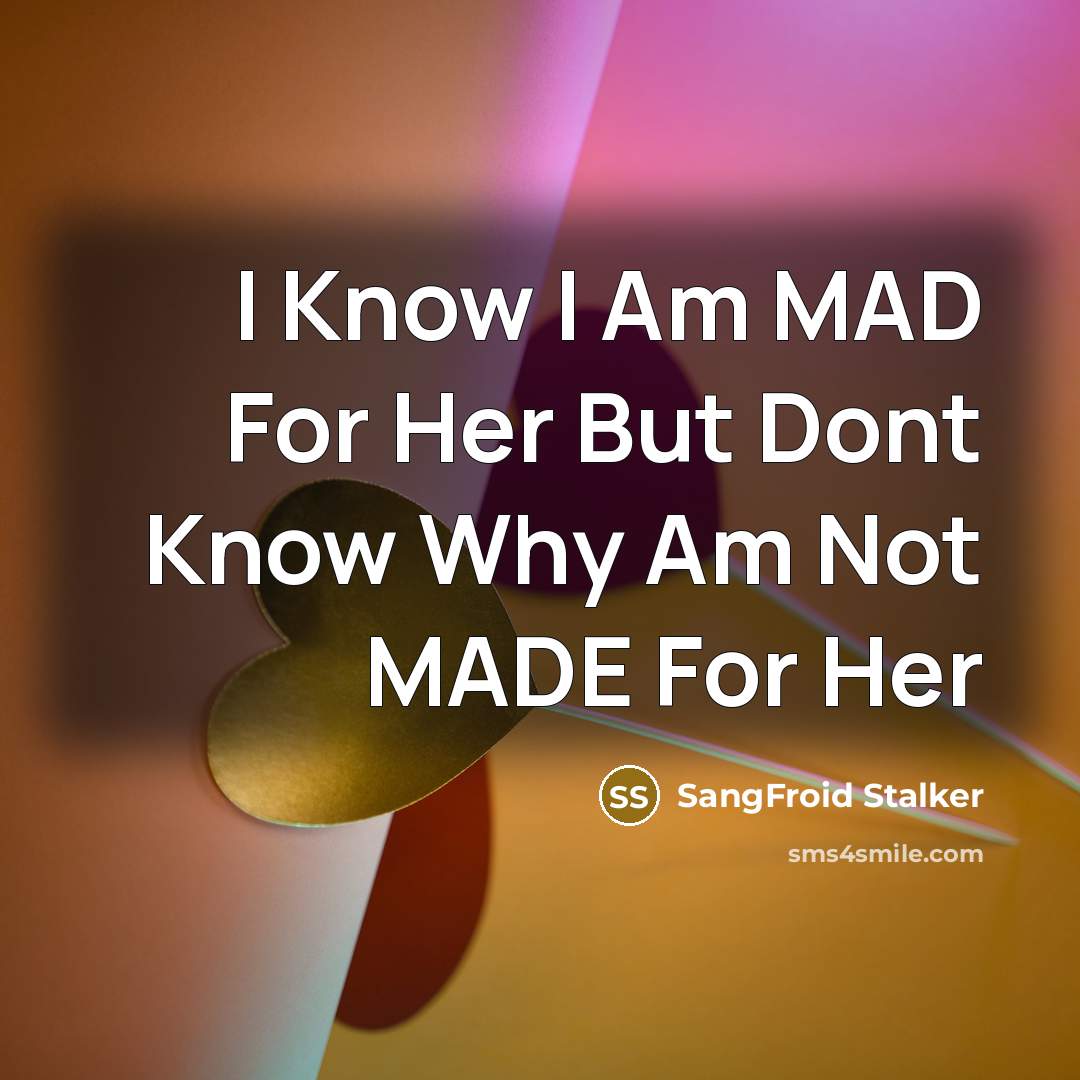 “I Know I Am MAD For Her But Dont Know Why Am Not MADE For Her” quote by SangFroid Stalker