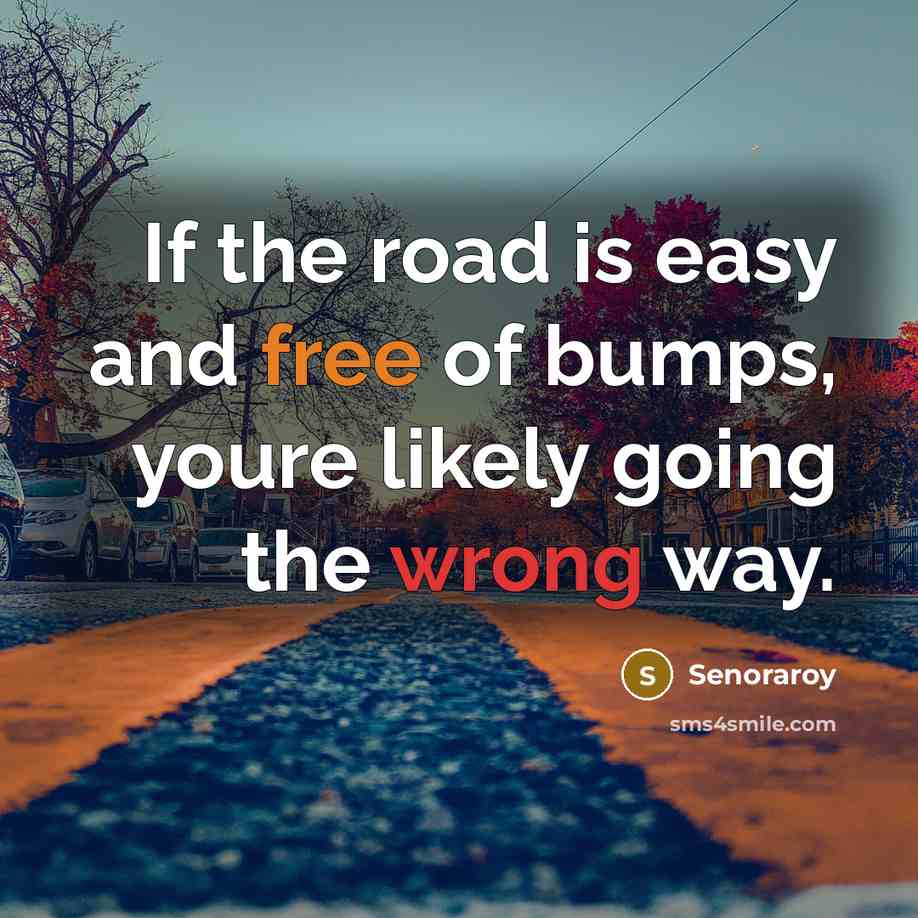 “If the road is easy and free of bumps, youre…” quote by Senoraroy