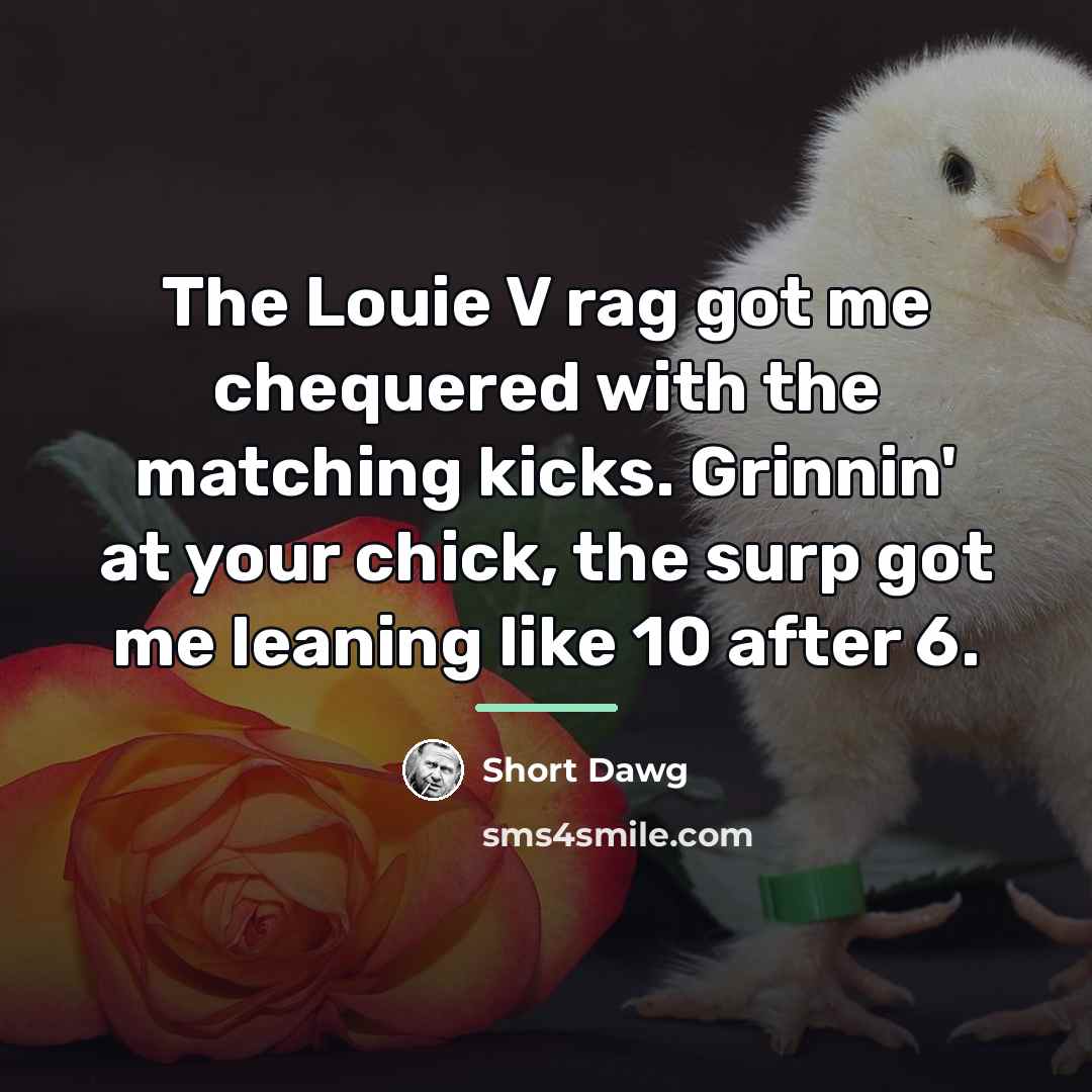“The Louie V rag got me chequered with the matching…” quote by Short Dawg