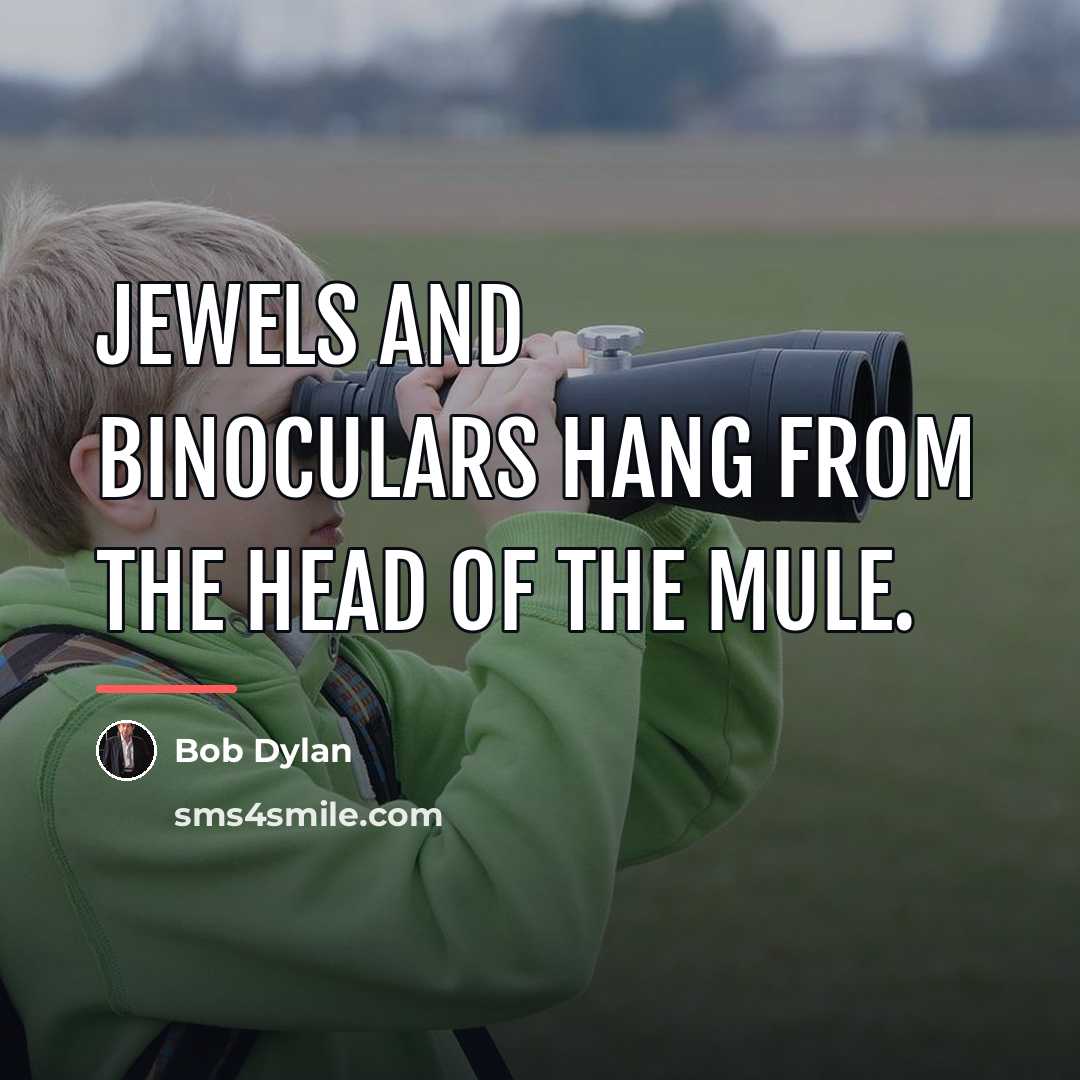 “Jewels and binoculars hang from the head of the mule.…” quote by Bob Dylan