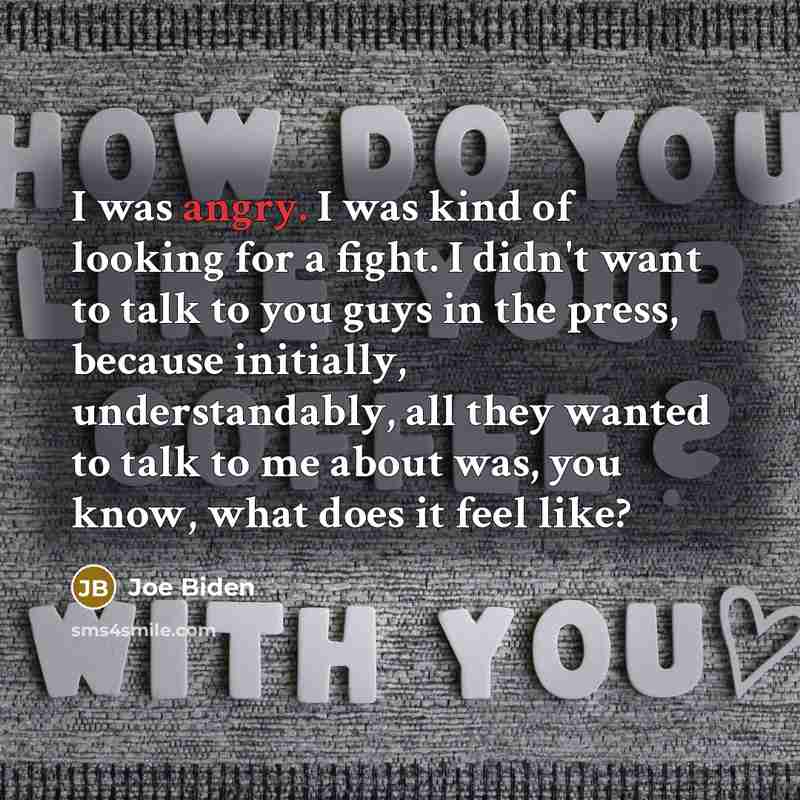 “I was angry. I was kind of looking for a…” quote by Joe Biden