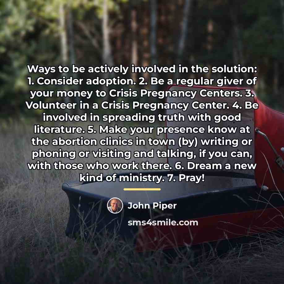 “Ways to be actively involved in the solution: 1. Consider…” quote by John Piper