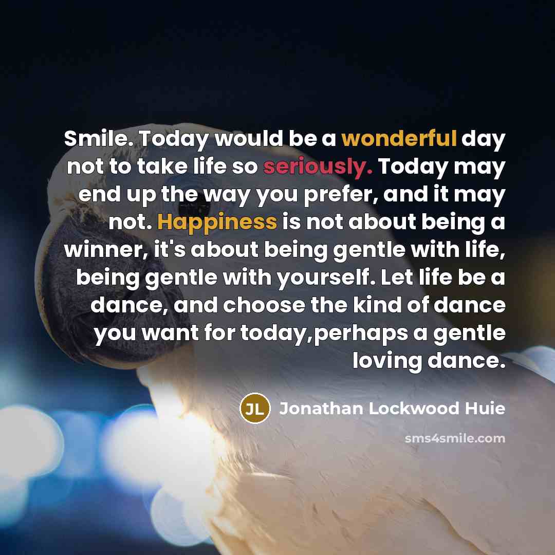 “Smile. Today would be a wonderful day not to take…” quote by Jonathan Lockwood Huie