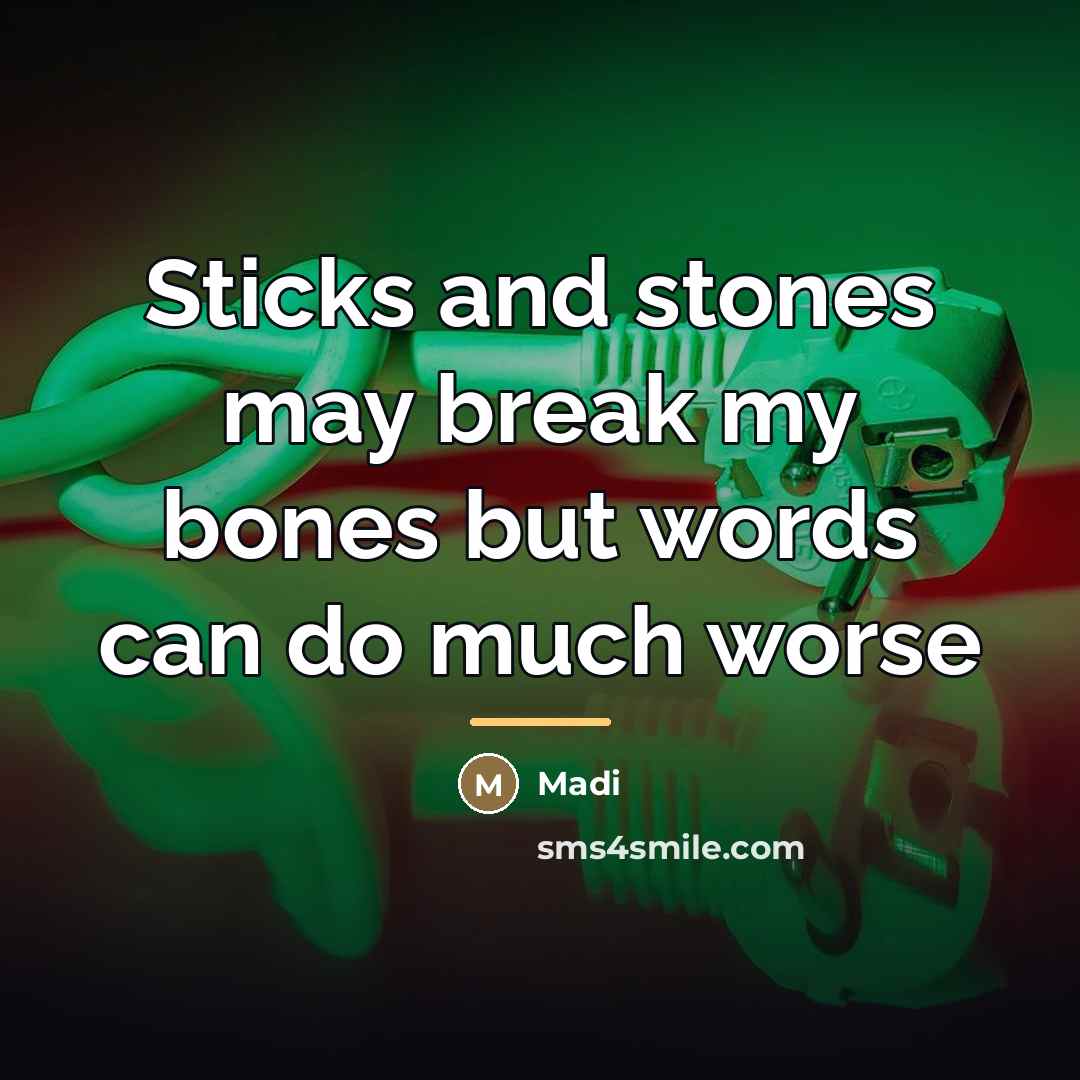 “Sticks and stones may break my bones but words can…” quote by Madi