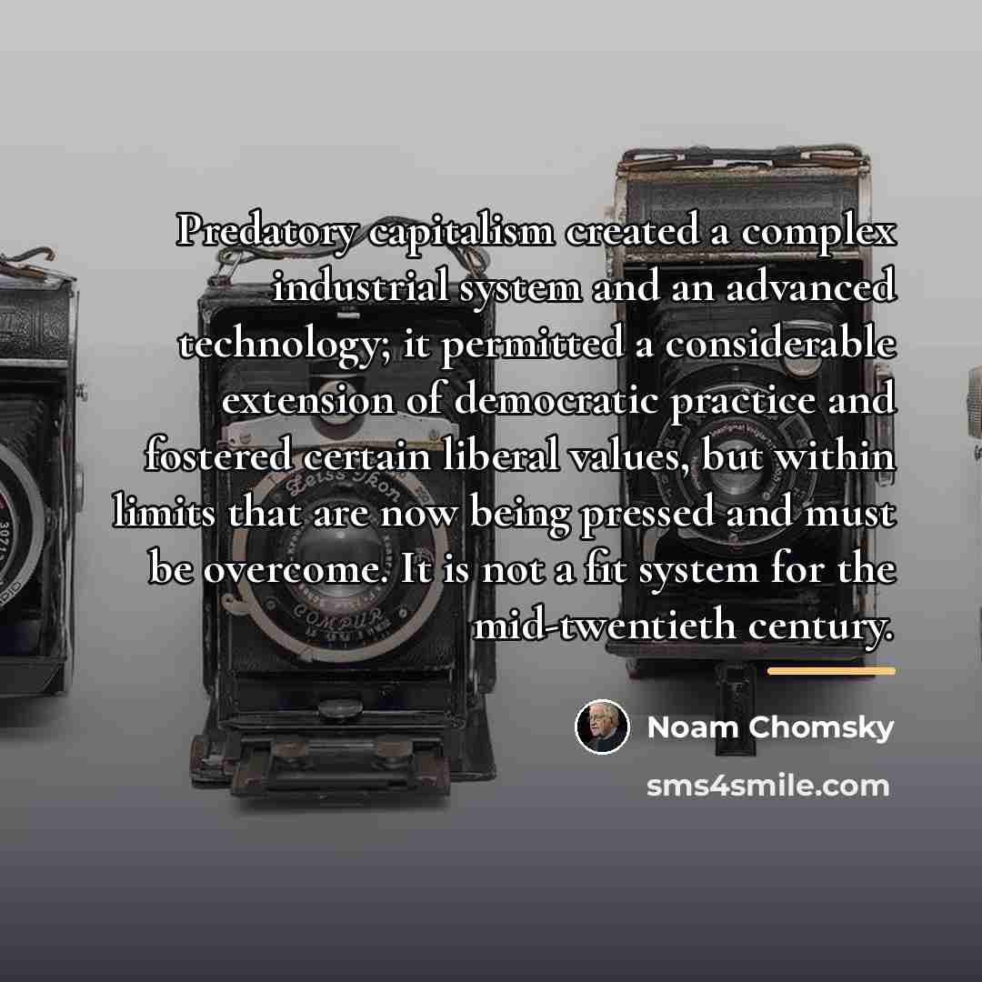 “Predatory capitalism created a complex industrial system and an advanced…” quote by Noam Chomsky