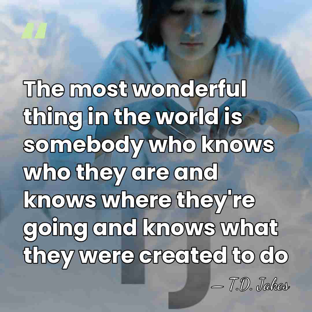The most wonderful thing in the world is somebody who knows who&hellip; - T.D. Jakes