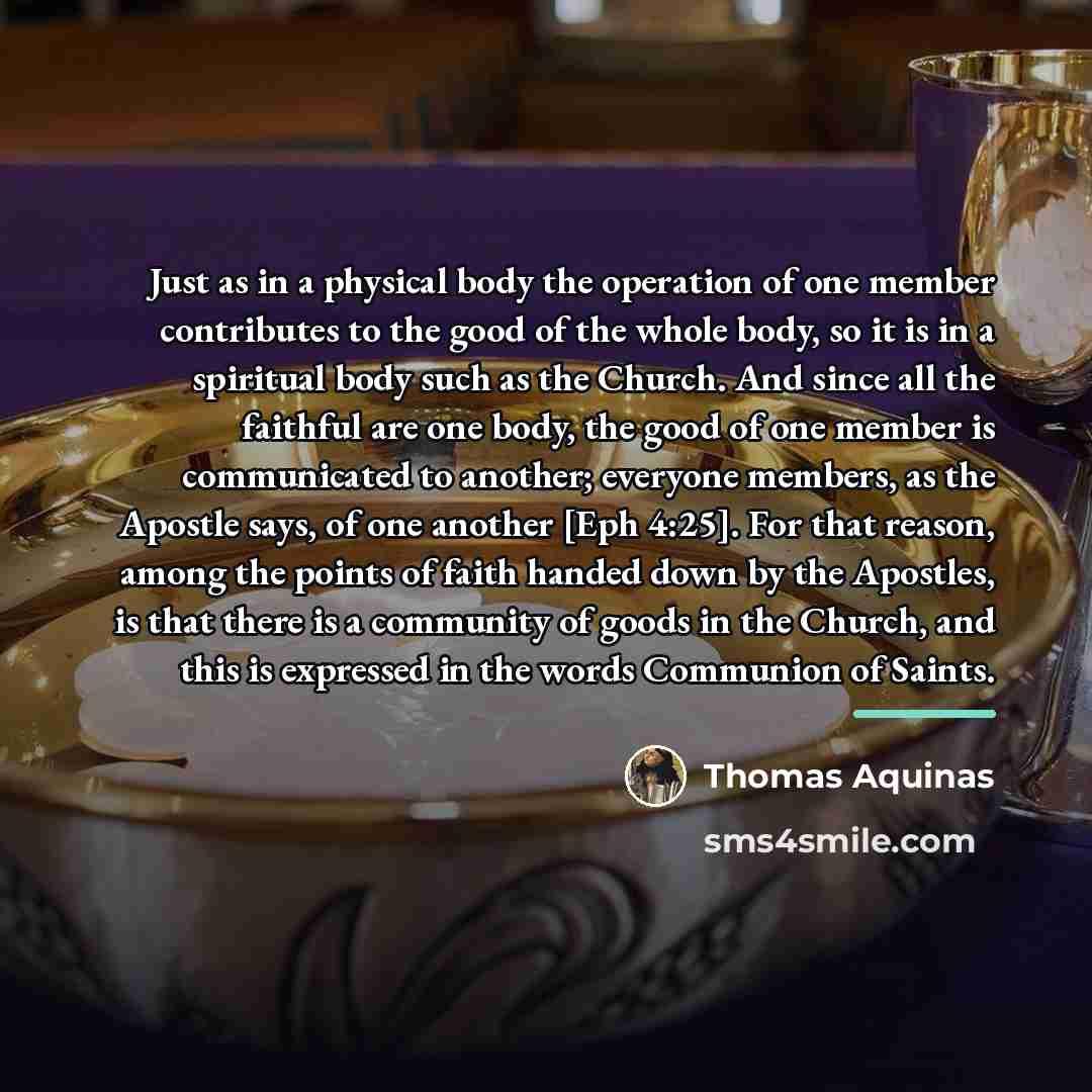 “Just as in a physical body the operation of one…” quote by Thomas Aquinas