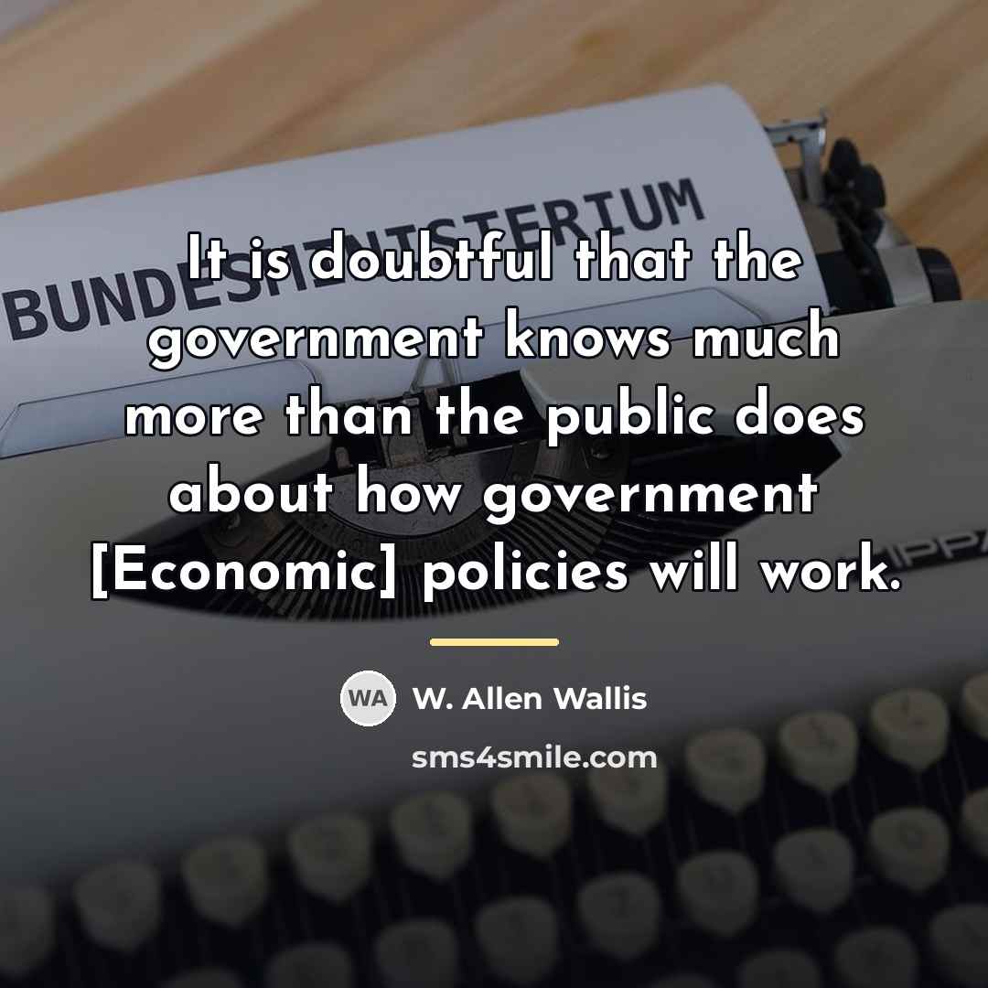 “It is doubtful that the government knows much more than…” quote by W. Allen Wallis