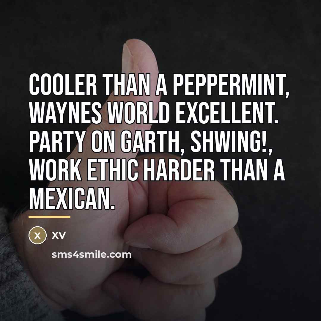 “Cooler than a peppermint, Waynes World excellent. Party on Garth,…” quote by XV