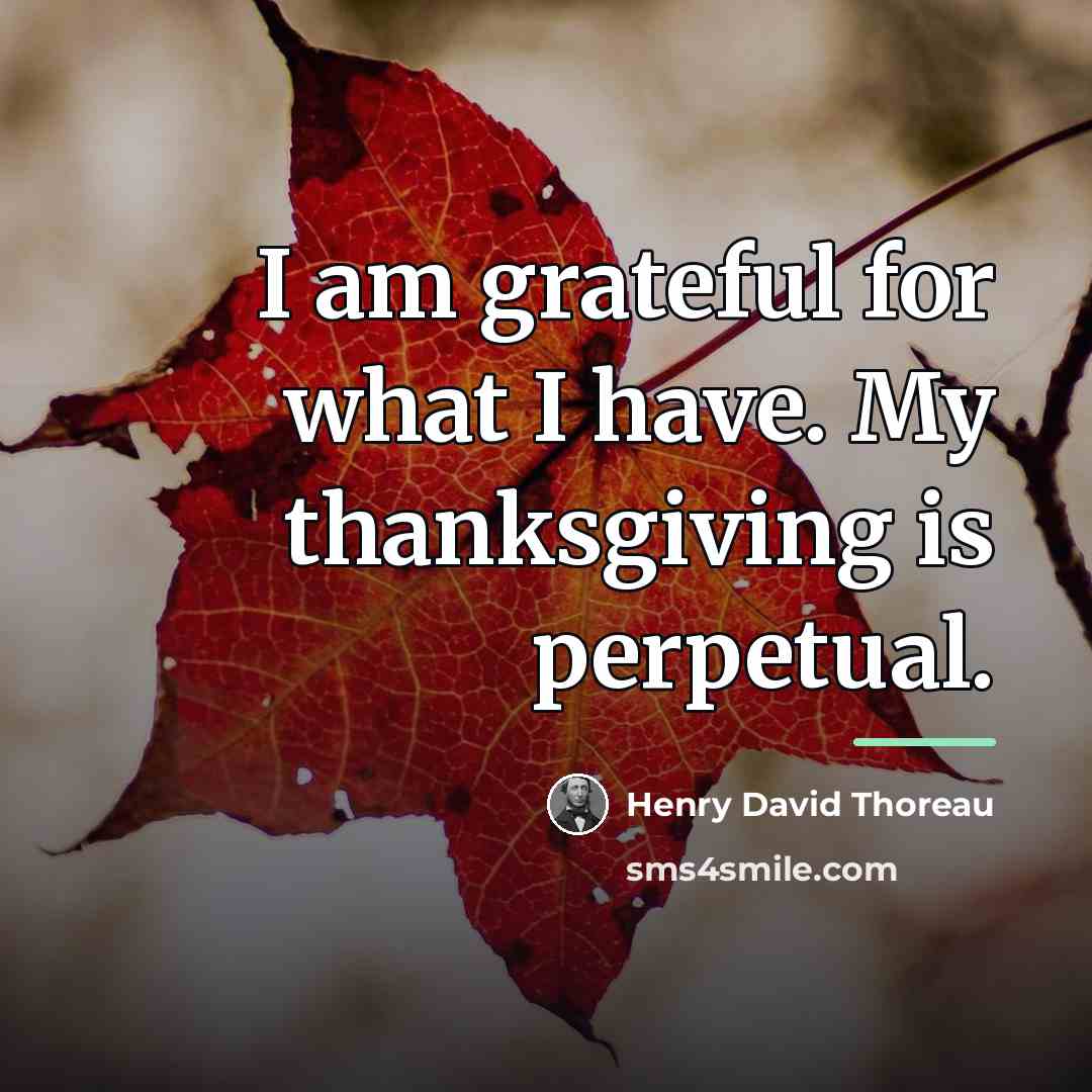 “I am grateful for what I have. My thanksgiving is…” quote by Henry David Thoreau