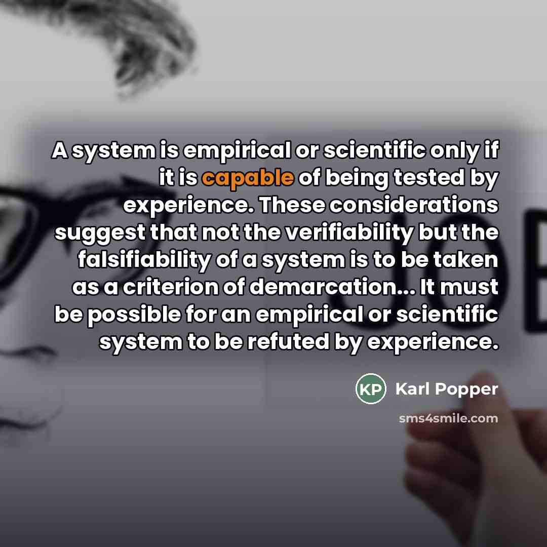 “A system is empirical or scientific only if it is…” quote by Karl Popper