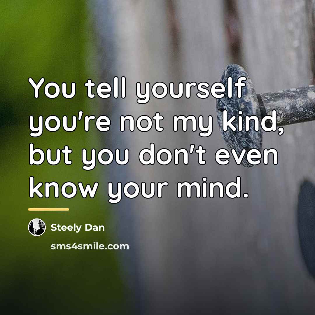 “You tell yourself you're not my kind, but you don't…” quote by Steely Dan