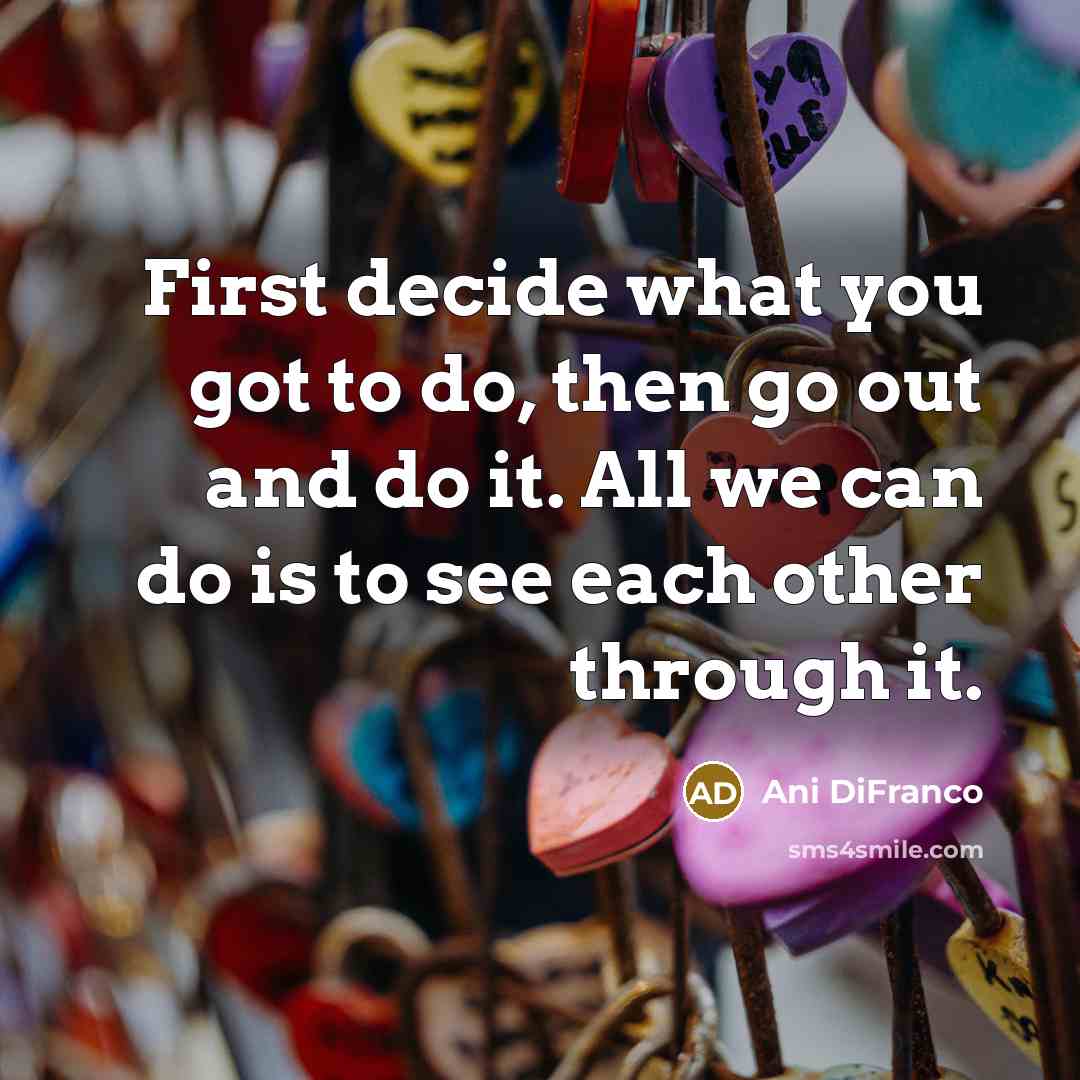 “First decide what you got to do, then go out…” quote by Ani DiFranco